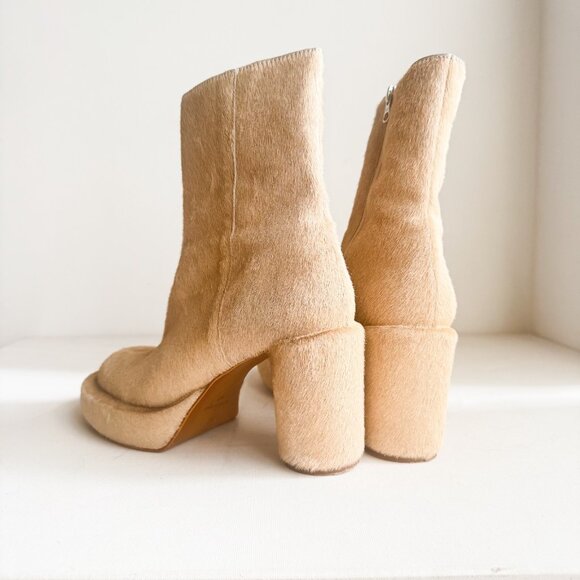 L' Intervalle Weston Cowskin Light Beige Chunky Round Toe Unique Boots 40 - Picture 5 of 9